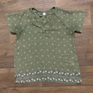 Old Navy Green Blouse with White Pattern